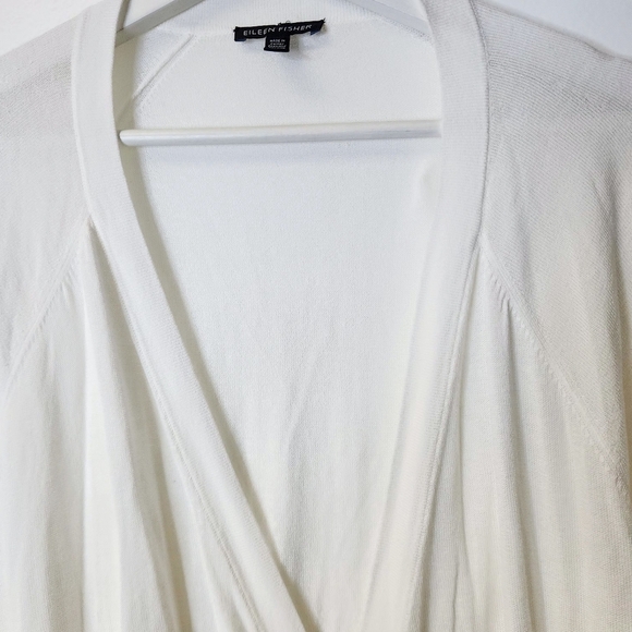 Eileen Fisher Simple Open Front Long Sleeves Cardigan In Ivory White Size XL - Picture 4 of 15